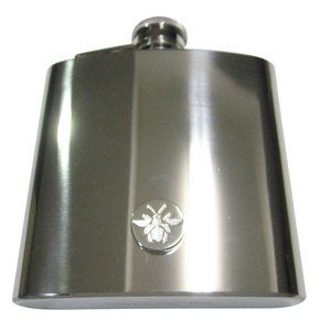 Silver Toned Indented Bee Design 6oz Flask
